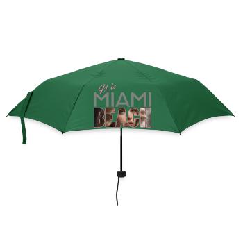 "It is Miami Beach" - Sonne, Strand und Meer - Regenschirm (klein) - Flaschengrün - Vorne