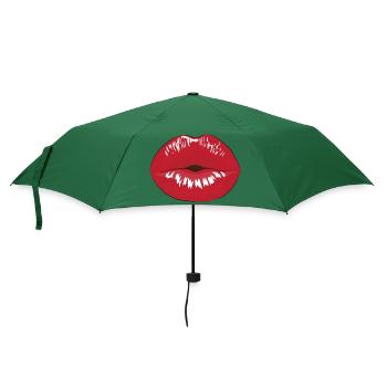 Kussmund mit rotem Lippenstift - Regenschirm (klein) - Flaschengrün - Vorne