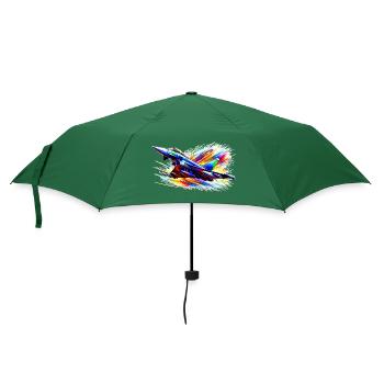 Kampfjet / Eurofighter - Farbsplash - Regenschirm (klein) - Flaschengrün - Vorne