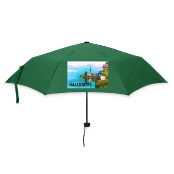 Hallstatt künstlerisch - Regenschirm (klein) - Flaschengrün - Vorne