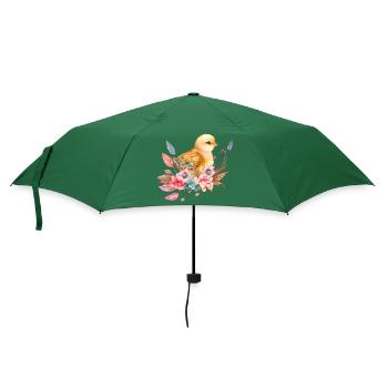Niedliches Küken Nest Blumen - Regenschirm (klein) - Flaschengrün - Vorne