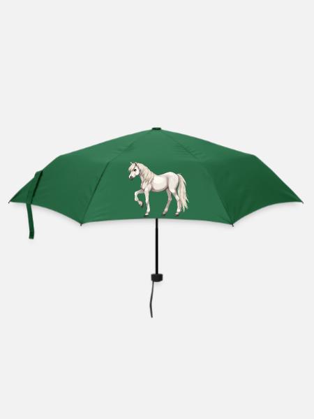 Weißes Pferd - Regenschirm (klein) - Flaschengrün