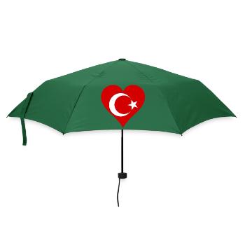 Türkische Flagge als Herz - Regenschirm (klein) - Flaschengrün - Vorne
