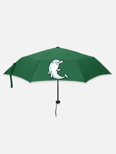 drolliger Delphin Schulanfang Delphinschule - Regenschirm (klein) - Flaschengrün