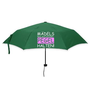 Mädels Pegel halten | Party, Feiern, Prosecco - Regenschirm (klein) - Flaschengrün - Vorne