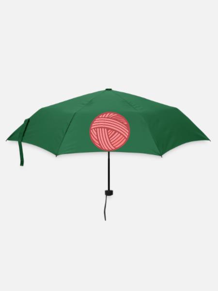 Rosa Wollknäuel-Strickmuster - Regenschirm (klein) - Flaschengrün