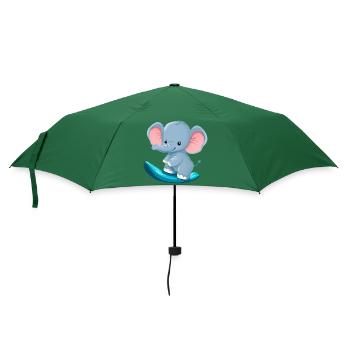 Surfer Elefant, Abenteuerliches Tierdesign - Regenschirm (klein) - Flaschengrün - Vorne