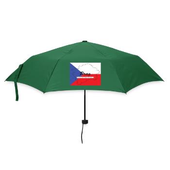 Prag - Hauptstadt mit GPS & Flagge - Regenschirm (klein) - Flaschengrün - Vorne