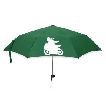 Motorradgruß Motorradfahrerin DLZG Motorrad Frau - Regenschirm (klein) - Flaschengrün - Vorne