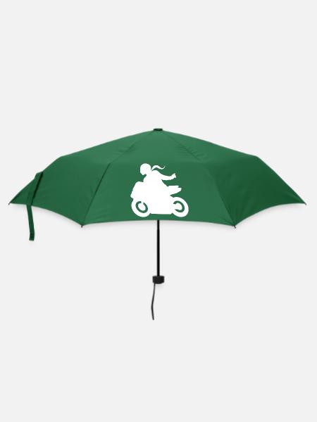 Motorradgruß Motorradfahrerin DLZG Motorrad Frau - Regenschirm (klein) - Flaschengrün