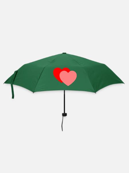 2 Herzen - Regenschirm (klein) - Flaschengrün