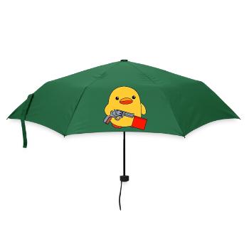 Lustige Baby Ente mit Spielzeugpistole Knallfahne - Regenschirm (klein) - Flaschengrün - Vorne