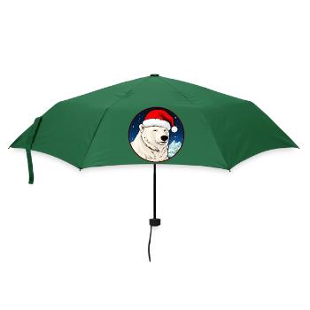 Eisbären Weihnachten - Regenschirm (klein) - Flaschengrün - Vorne