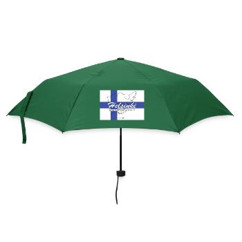 Helsinki - Hauptstadt mit GPS & Flagge - Regenschirm (klein) - Flaschengrün - Vorne