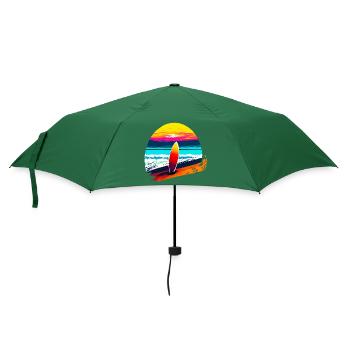 Sonnenuntergang mit Surfbrett - Regenschirm (klein) - Flaschengrün - Vorne