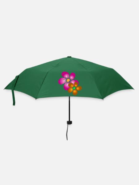 bunte Blume Blumenstrauß floral Blumenranke blumig - Regenschirm (klein) - Flaschengrün