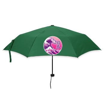 Japan in Kanji | Pink mit Welle - Regenschirm (klein) - Flaschengrün - Vorne