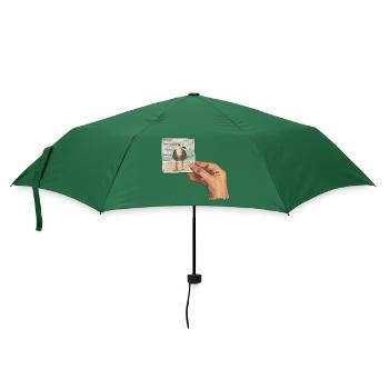 Hand mit Foto einer Möwe - Regenschirm (klein) - Flaschengrün - Vorne