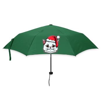 Süße Weihnachtskatzenzeichnung, ein ausgezeichnetes Weihnachtsgeschenk - Regenschirm (klein) - Flaschengrün - Vorne