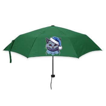 Atemberaubende Weihnachtskätzchenzeichnung für alle Kätzchenfans - Regenschirm (klein) - Flaschengrün - Vorne
