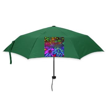 Psychedelische Blumen - Regenschirm (klein) - Flaschengrün - Vorne