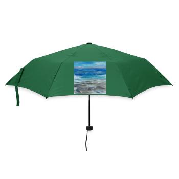 Blauer Himmel und Ozeanmalerei - Regenschirm (klein) - Flaschengrün - Vorne
