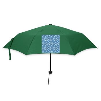 Ornamentmuster auf blauem Hintergrund - Regenschirm (klein) - Flaschengrün - Vorne