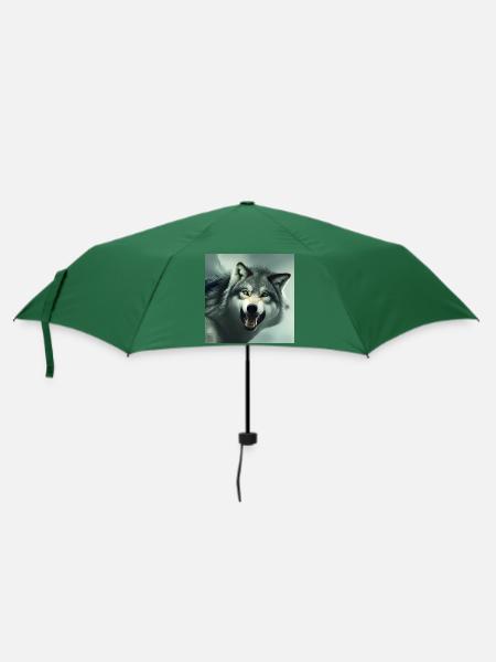 Wütender Wolf - Regenschirm (klein) - Flaschengrün