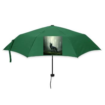 Heulender Wolf um Mitternacht - Regenschirm (klein) - Flaschengrün - Vorne