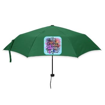 Frohes neues Jahr, buntes Thema. - Regenschirm (klein) - Flaschengrün - Vorne