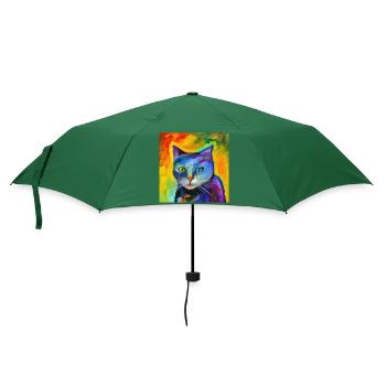 Fantasieporträt einer Katze - Regenschirm (klein) - Flaschengrün - Vorne