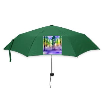 Abend im Aquarellwald - Regenschirm (klein) - Flaschengrün - Vorne