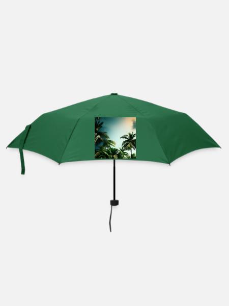 Landschaft mit Palmen - Regenschirm (klein) - Flaschengrün