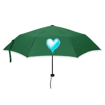 Herz blau Geschenkidee hellblau Liebe Valentinstag - Regenschirm (klein) - Flaschengrün - Vorne