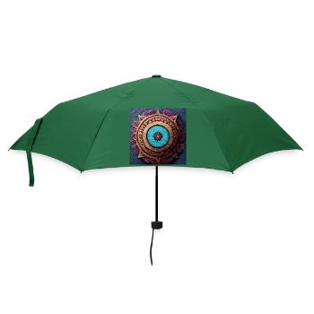 Boho Mandala Abstract - Regenschirm (klein) - Flaschengrün - Vorne