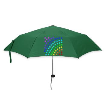 Sterne bunt Regenbogen Geschenkidee - Regenschirm (klein) - Flaschengrün - Vorne