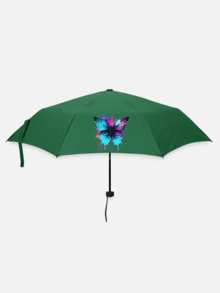 Leuchtend in blauem Schmetterling - Regenschirm (klein) - Flaschengrün