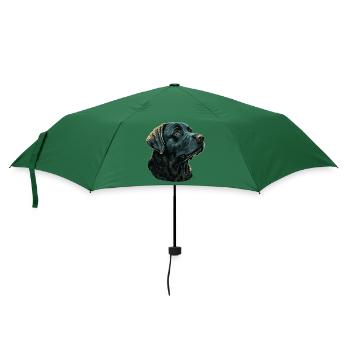 Dunkelblauer Labrador Retriever - Regenschirm (klein) - Flaschengrün - Vorne