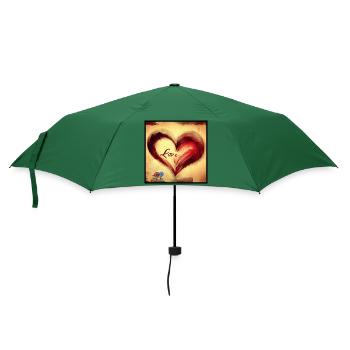 Liebe ist so süß! Love Cute Heart Kunst Art - Regenschirm (klein) - Flaschengrün - Vorne