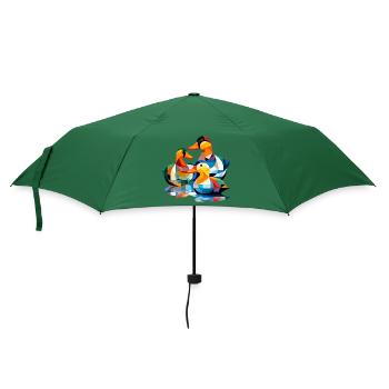 Enten Kubismus 2 - Regenschirm (klein) - Flaschengrün - Vorne