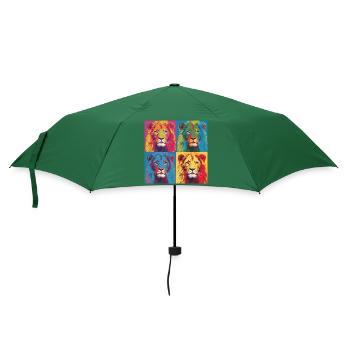 LÖWE POP ART - Regenschirm (klein) - Flaschengrün - Vorne