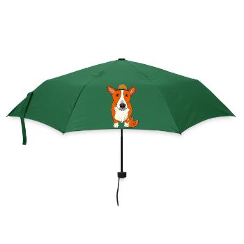 Welsh Corgi Urlaub niedlich Fellnase Doglove hund - Regenschirm (klein) - Flaschengrün - Vorne
