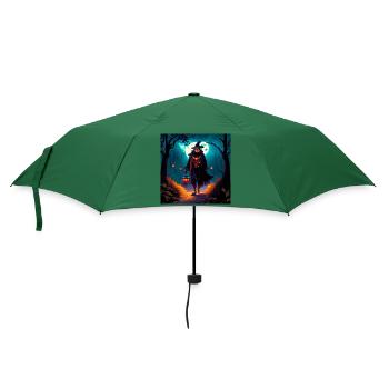 Kürbiskopfmann im düsteren Wald - Regenschirm (klein) - Flaschengrün - Vorne