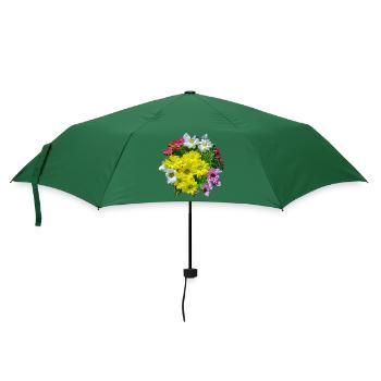 Blumen über Blumen - Regenschirm (klein) - Flaschengrün - Vorne