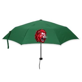 Roter Löwe Kopf - Regenschirm (klein) - Flaschengrün - Vorne