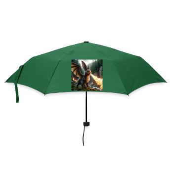 Feuerspeiender Hase Drache #13 - Regenschirm (klein) - Flaschengrün - Vorne