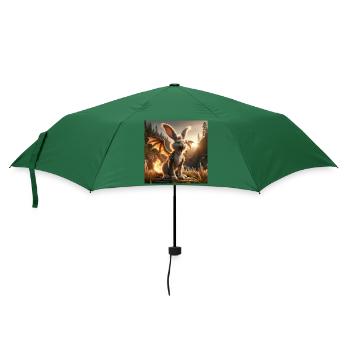 Feuerspeiender Hase Drache #24 - Regenschirm (klein) - Flaschengrün - Vorne