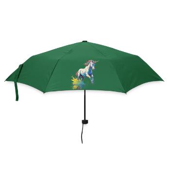 Einhorn in Farbpalette - Regenschirm (klein) - Flaschengrün - Vorne