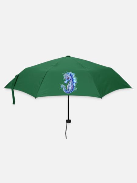Blaues Seepferdchen - Regenschirm (klein) - Flaschengrün
