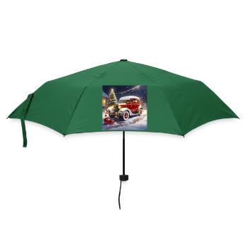 Oldtimer zu Weihnachten - Regenschirm (klein) - Flaschengrün - Vorne